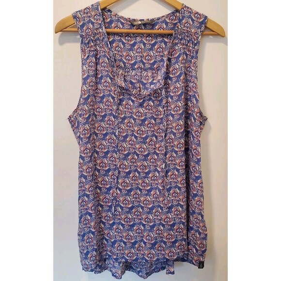 THE NORTH FACE Blouse Womens XL Blue Orange Sleeveless Boho Feminine Flowy - Picture 2 of 8